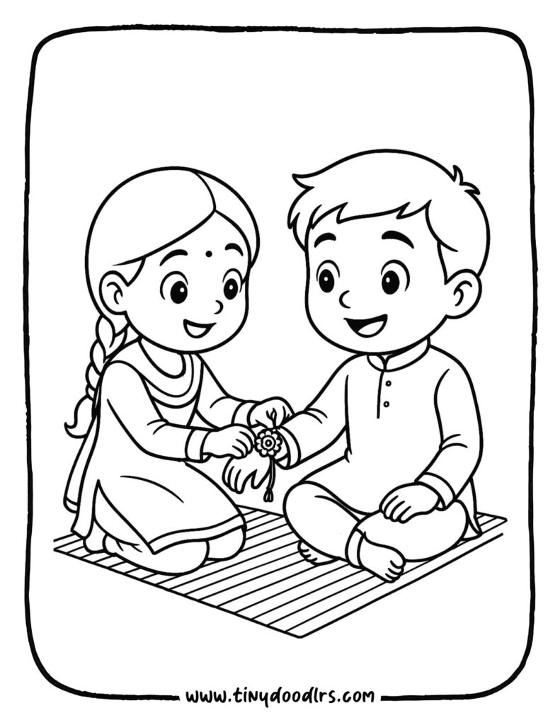 Simple brother and sister Rakshabandhan drawing with rakhi and sweets