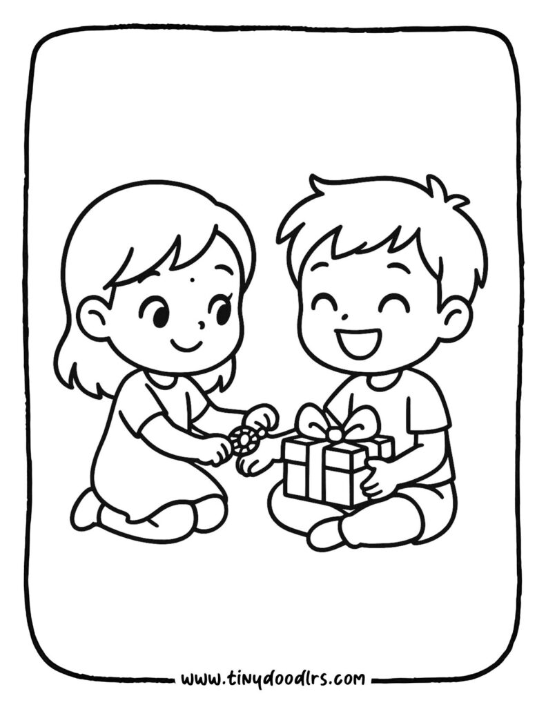 Cartoon Rakshabandhan outline