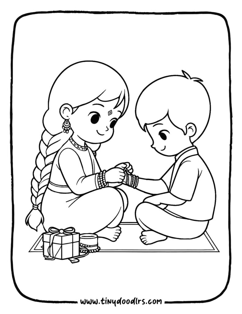 Brother and sister Rakshabandhan drawing showing love and celebration