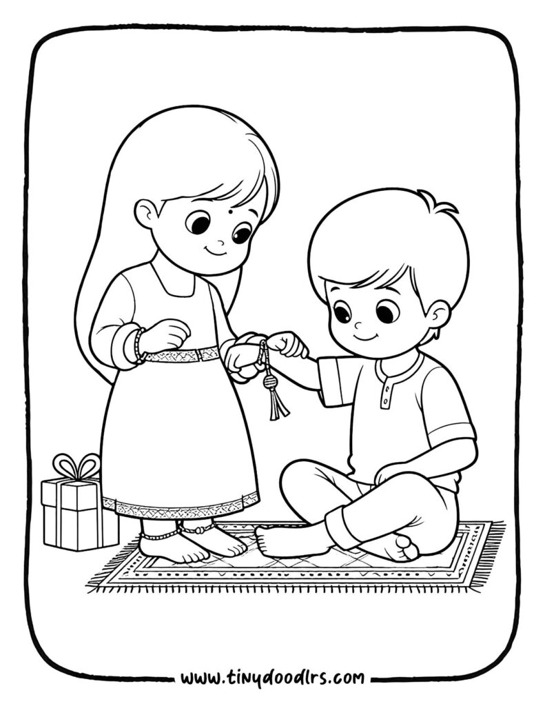 Easy brother and sister Rakshabandhan drawing for school project