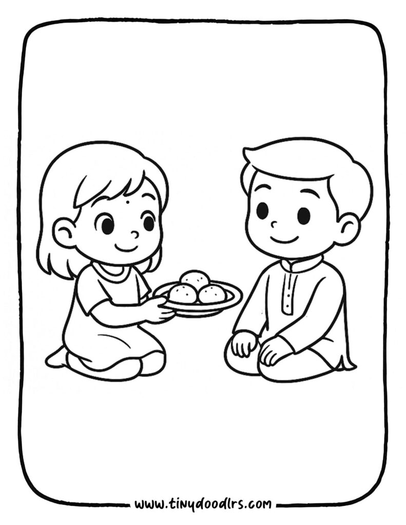 Traditional brother and sister Rakshabandhan drawing for kids activity