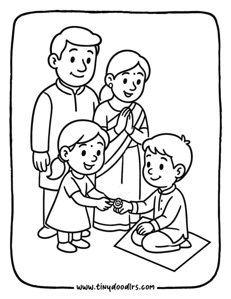Happy Rakhi festival brother and sister Rakshabandhan drawing coloring sheet
