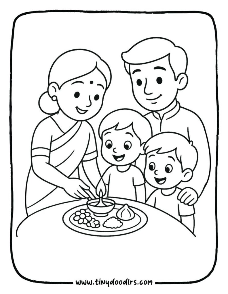 Cute easy Ganesha drawing for children’s coloring activity