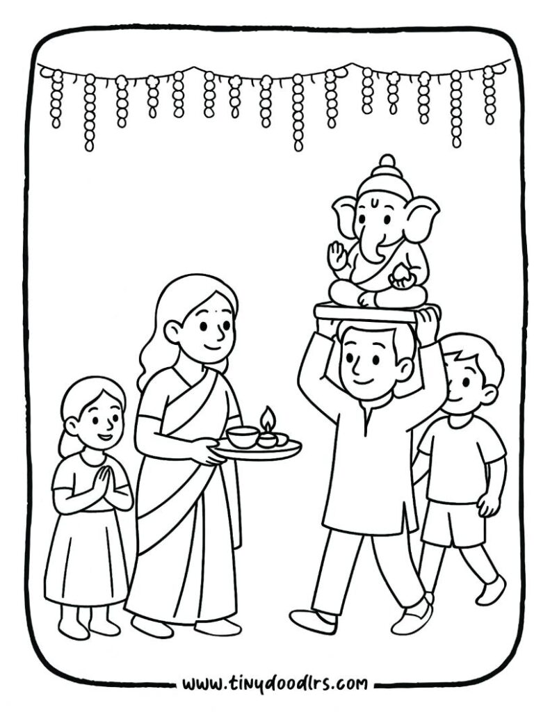Cartoon-style easy Ganesha drawing