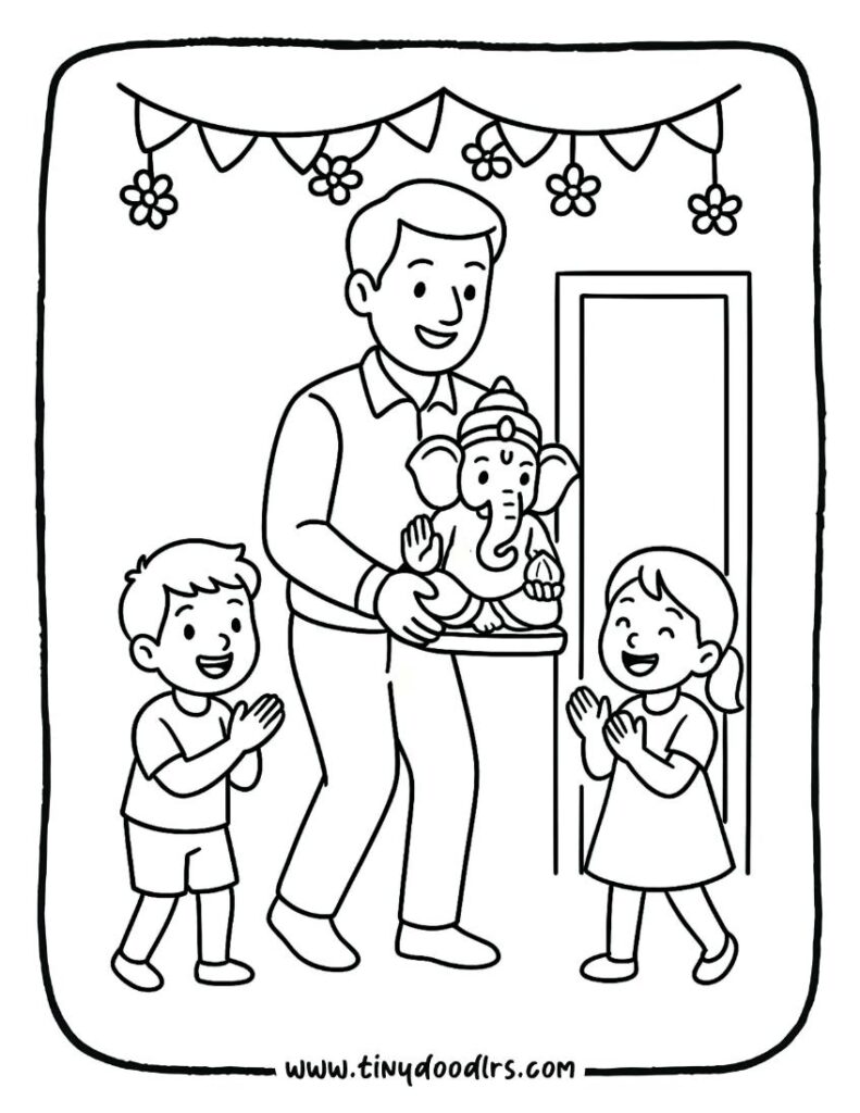 Easy Ganesha drawing for children’s coloring