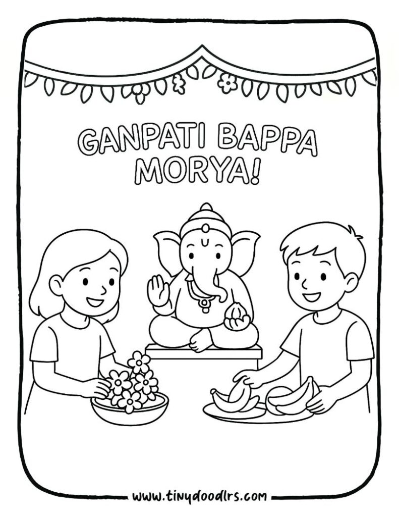 Printable easy Ganesha drawing page