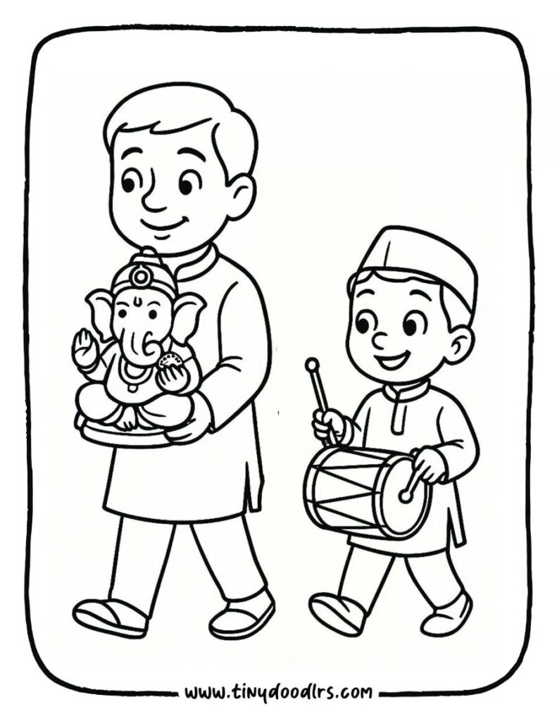 Printable easy Ganesha drawing sketch for beginners