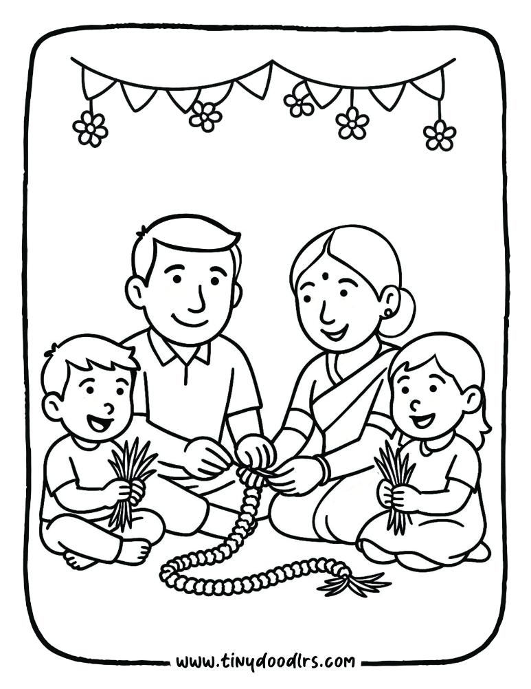 Simple line art – easy Ganesha drawing for coloring