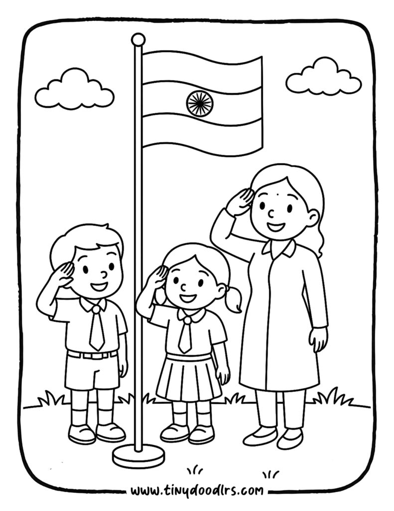Easy India Independence Day drawing for preschool kids coloring