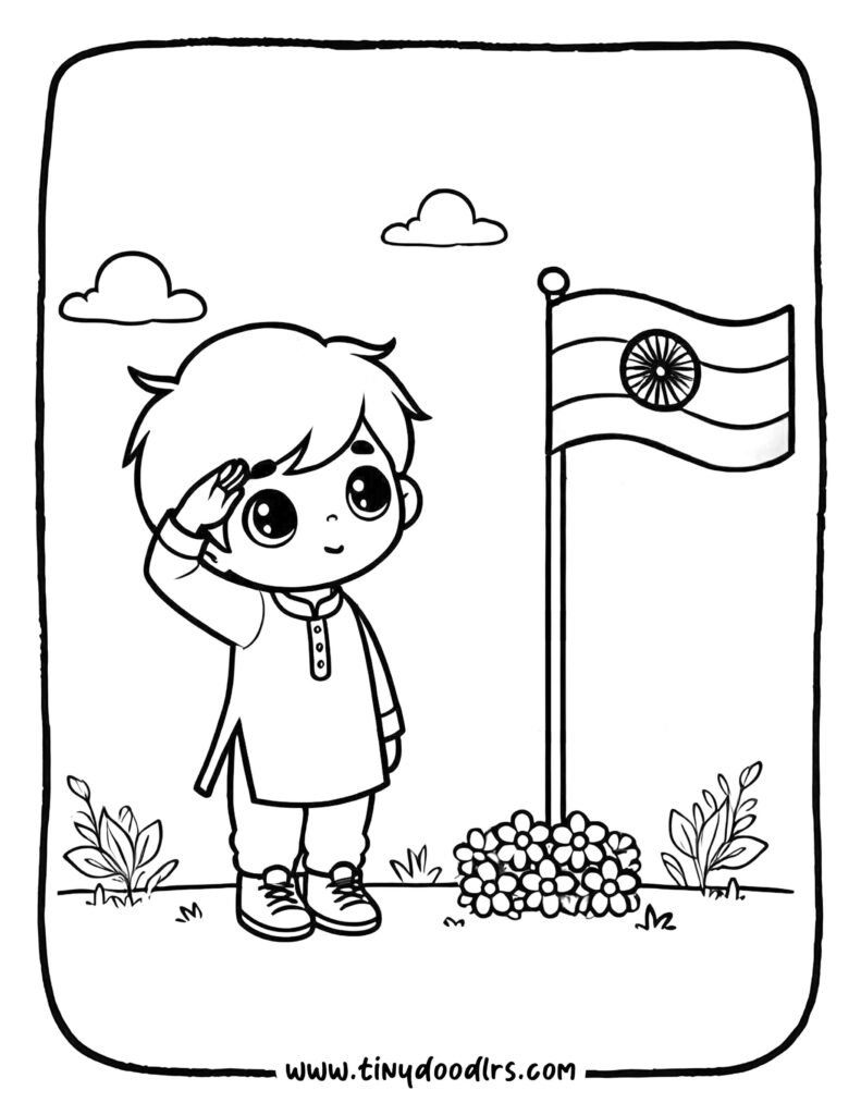 Simple India flag drawing for school project and coloring fun