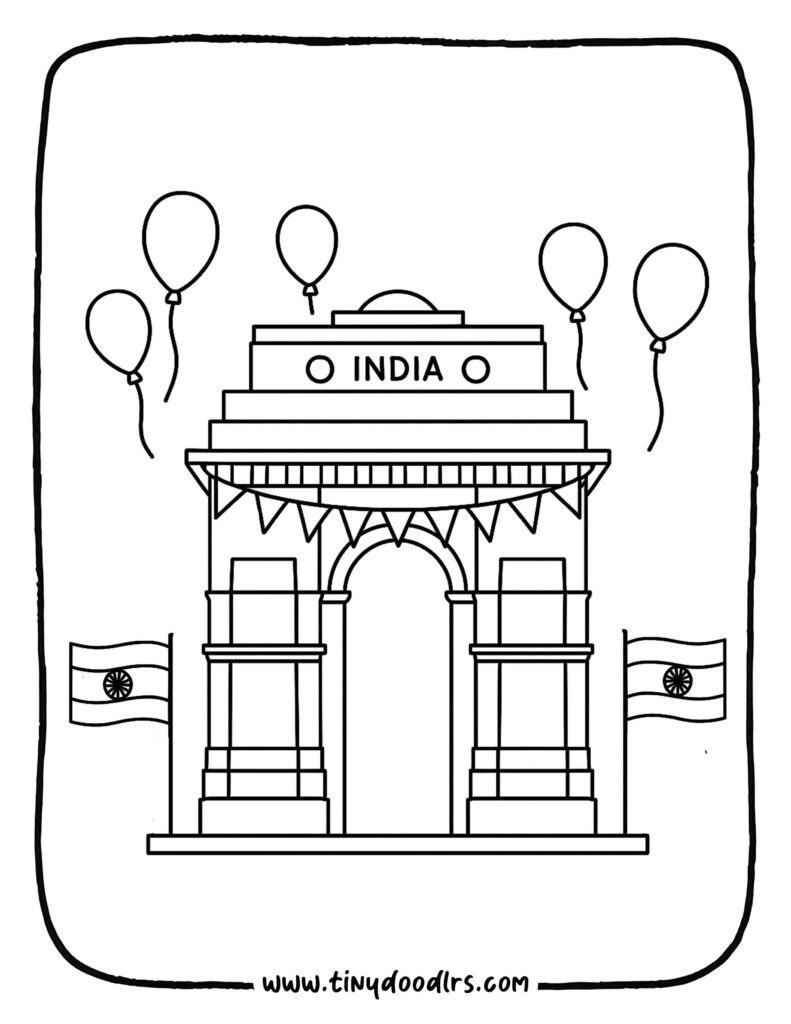 Easy India gate drawing