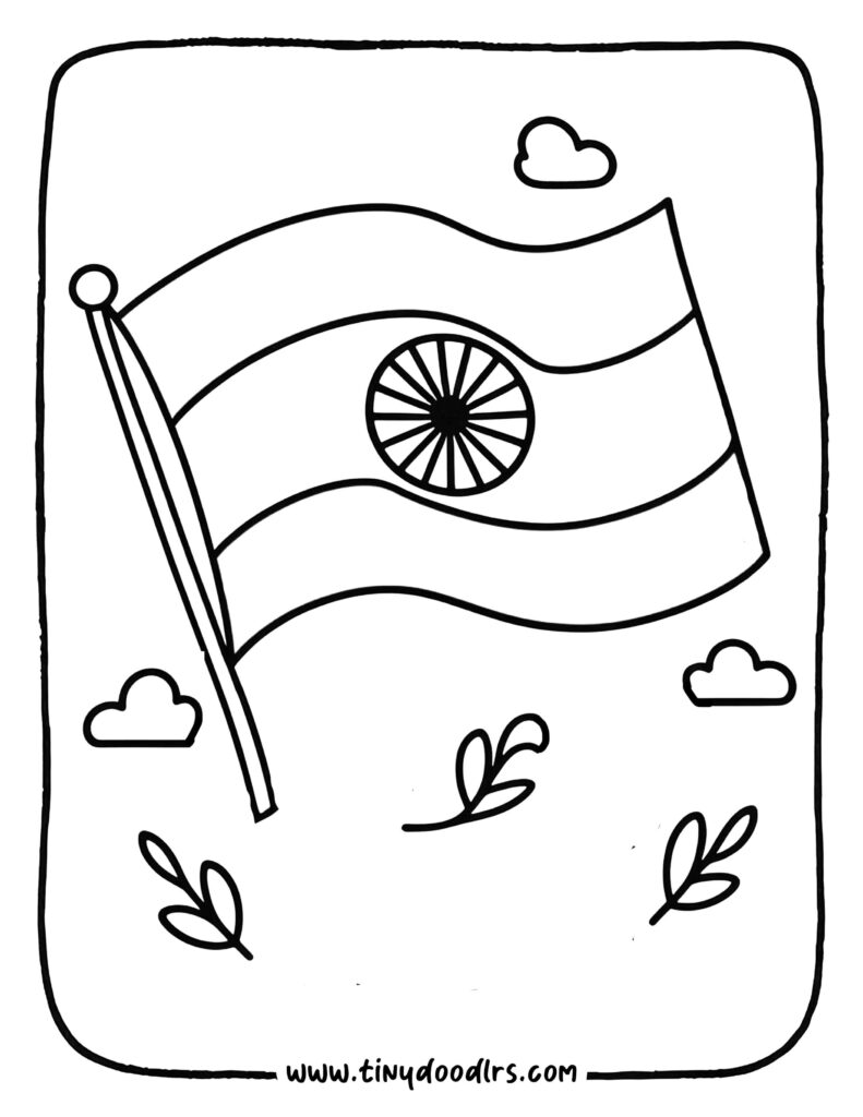Cute India flag cartoon coloring page