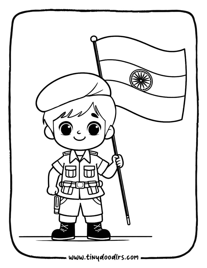 Beautiful India Independence Day drawing outline for children