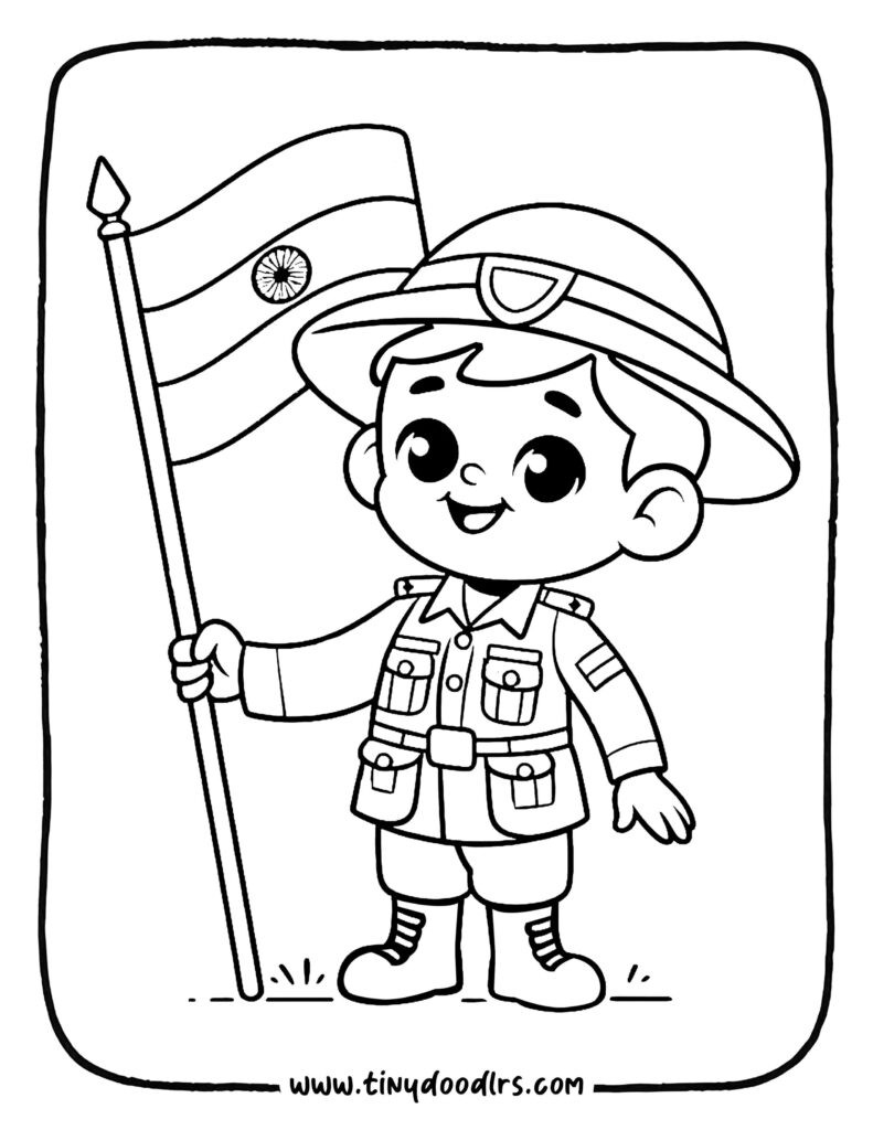 15 August happy Independence Day drawing for kids coloring sheet