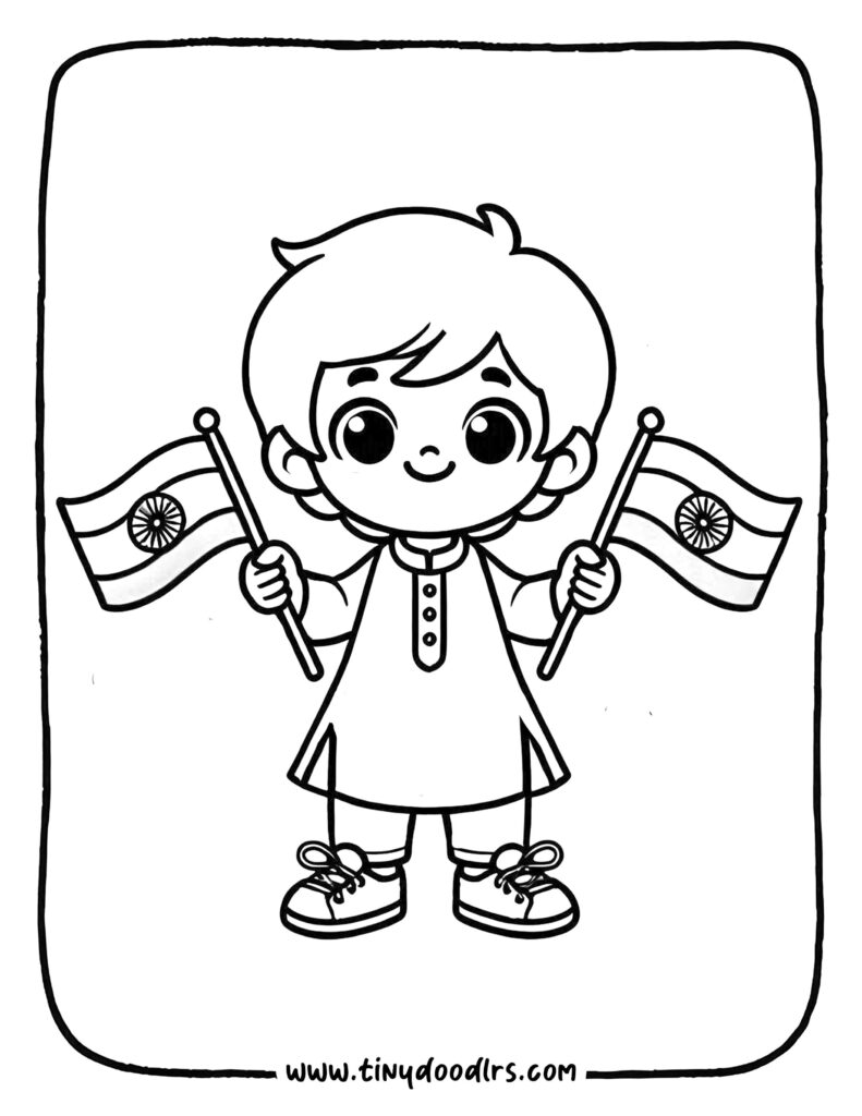 India Independence Day drawing with patriotic theme for coloring