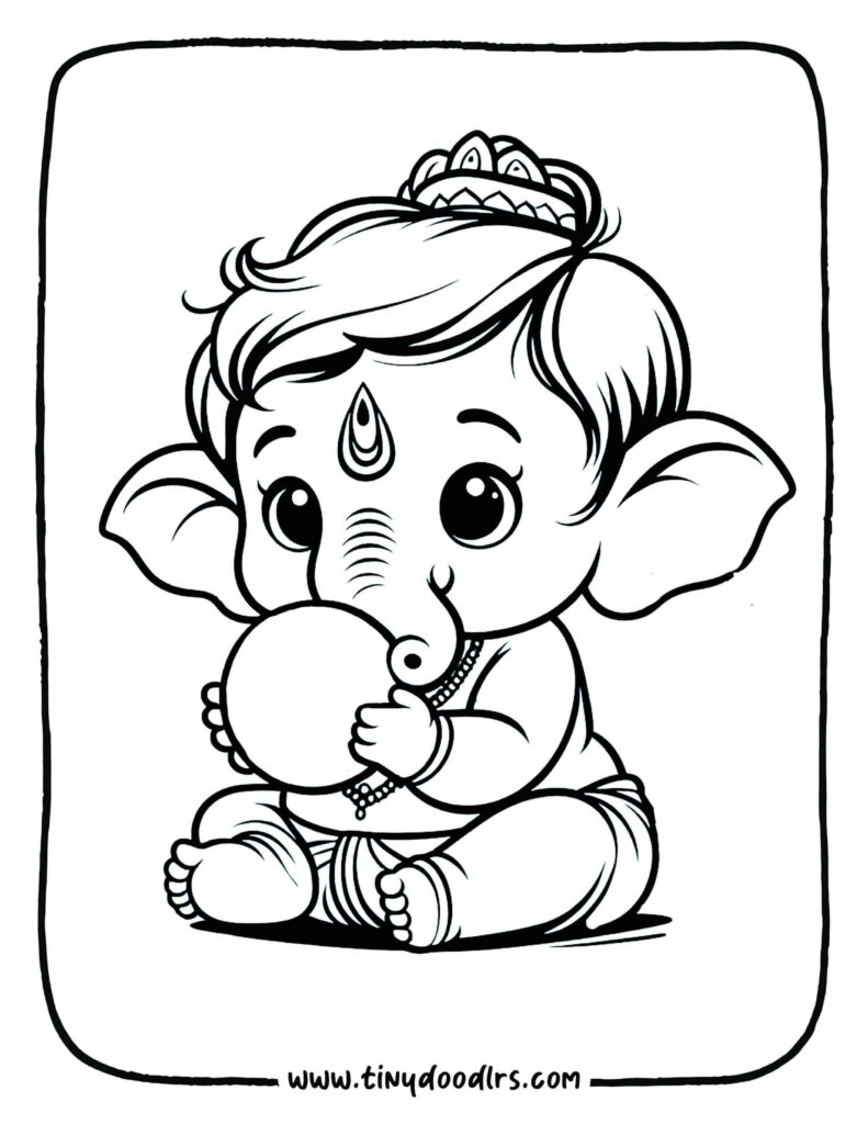 Easy ganesha drawing for kids holding ladoo