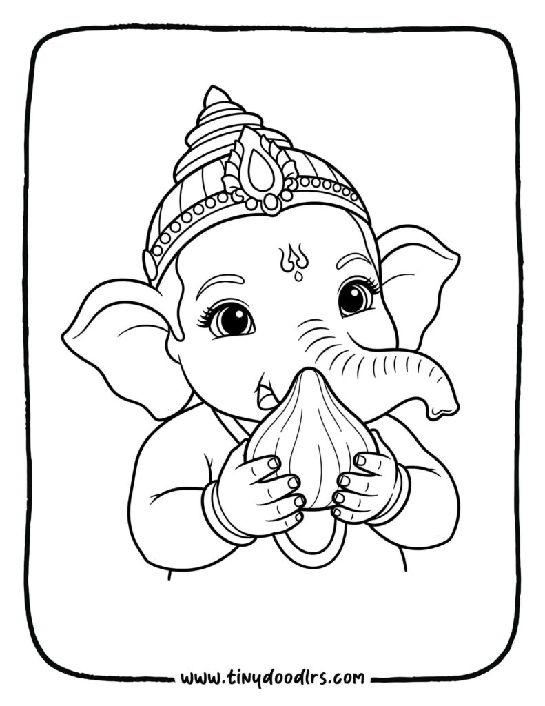 Little Ganesha drawing adorable with modak