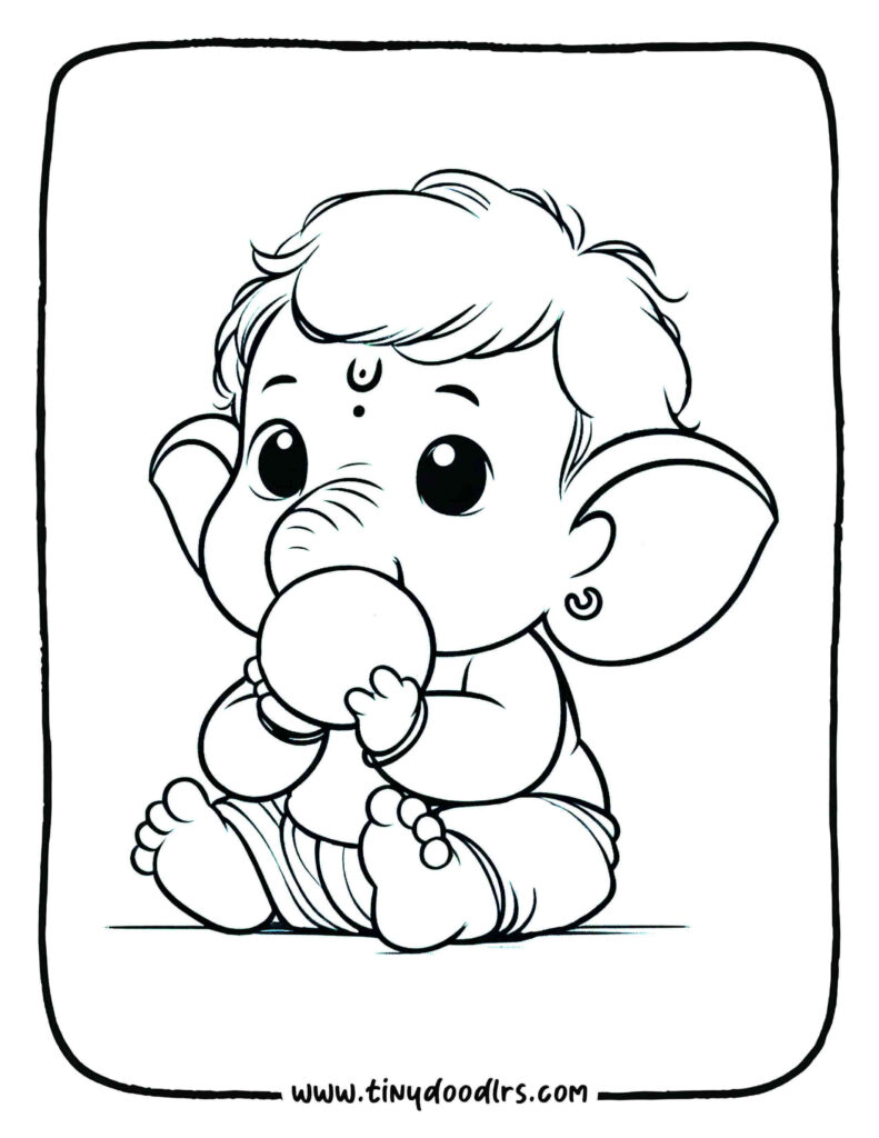 Cute Ganesh drawing easy with ladoo