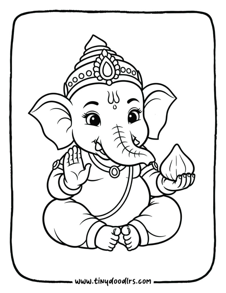 Cute Ganesh drawing easy for kids with modak