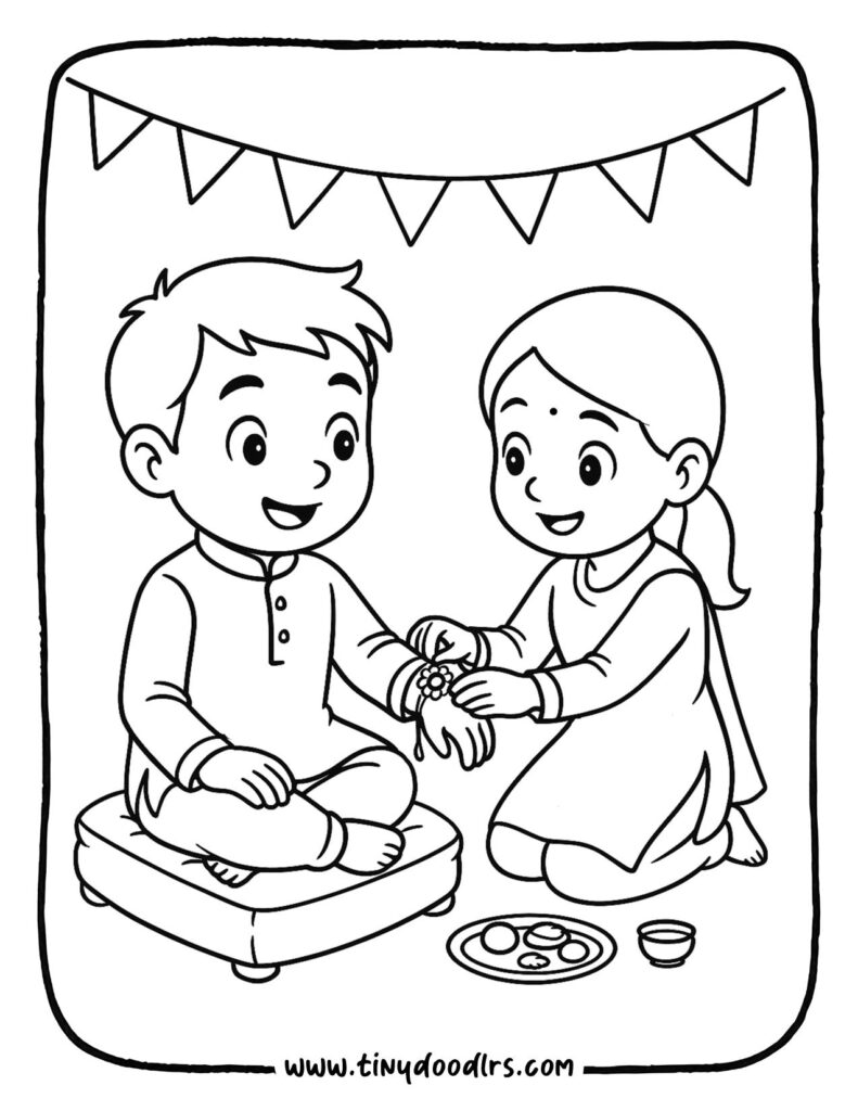 Easy Rakshabandhan Drawing Ideas & Free Coloring Pages