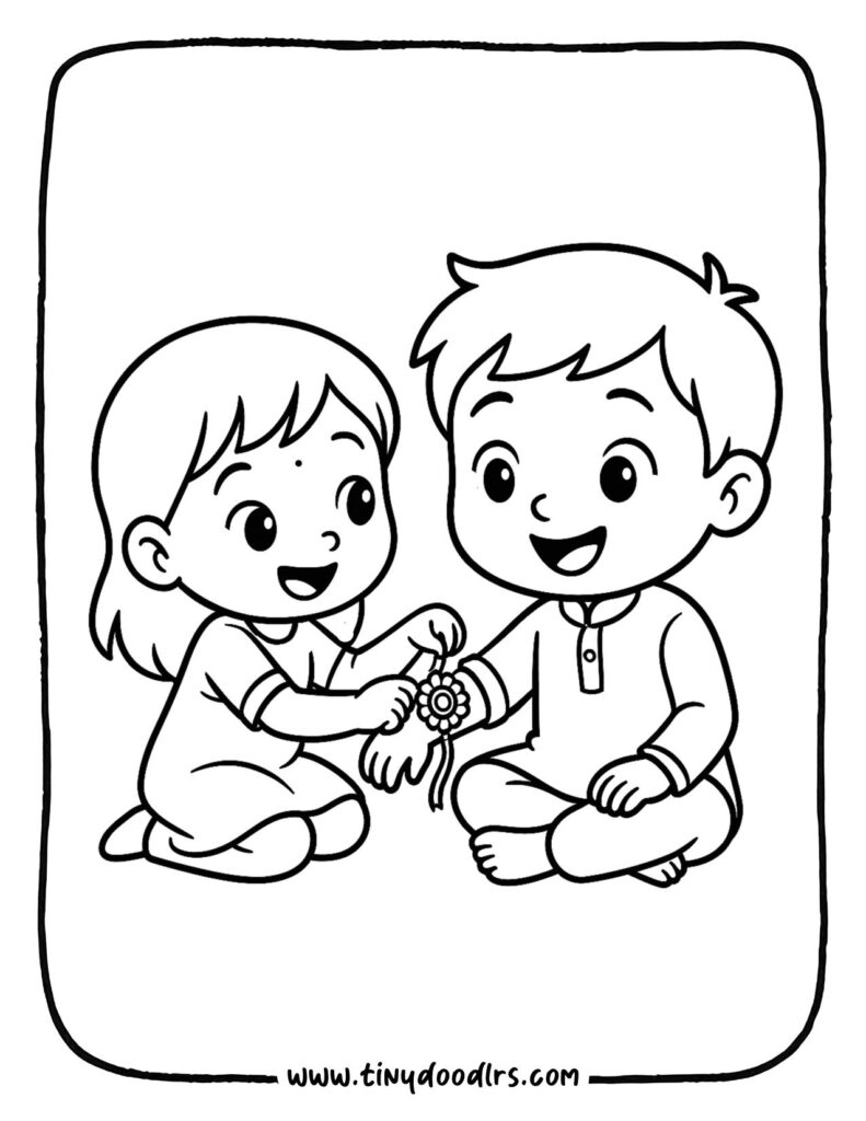 Easy brother and sister Rakshabandhan drawing for school project