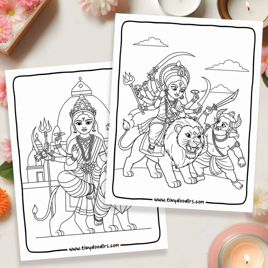 Beautiful Drawing of Goddess Durga
