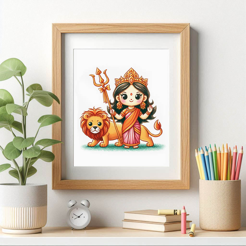 durga drawing for kids 