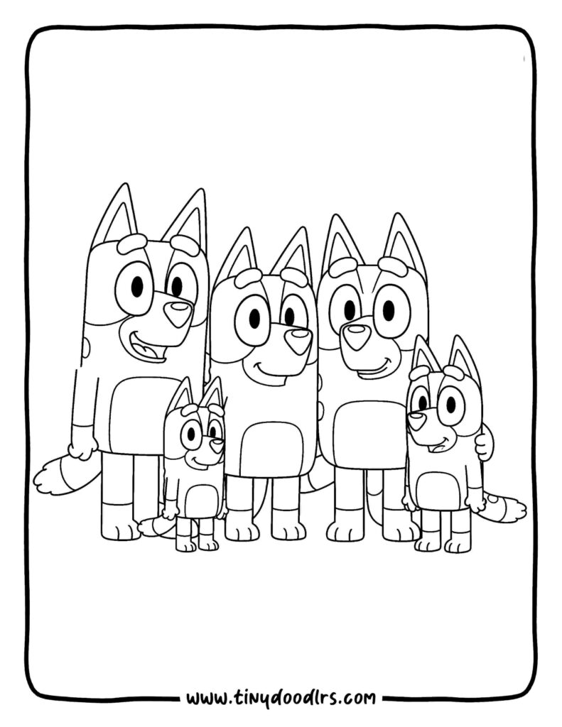 bluey family coloring page