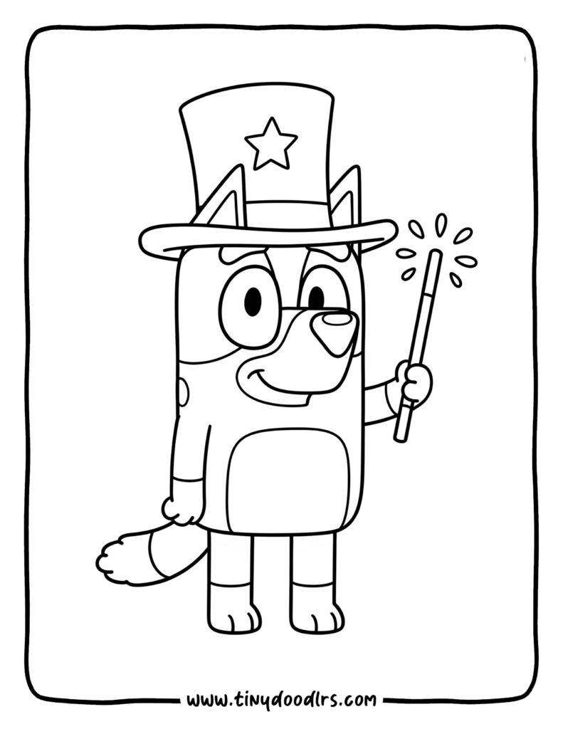 Bluey as a Magician with a Magic Wand and Hat