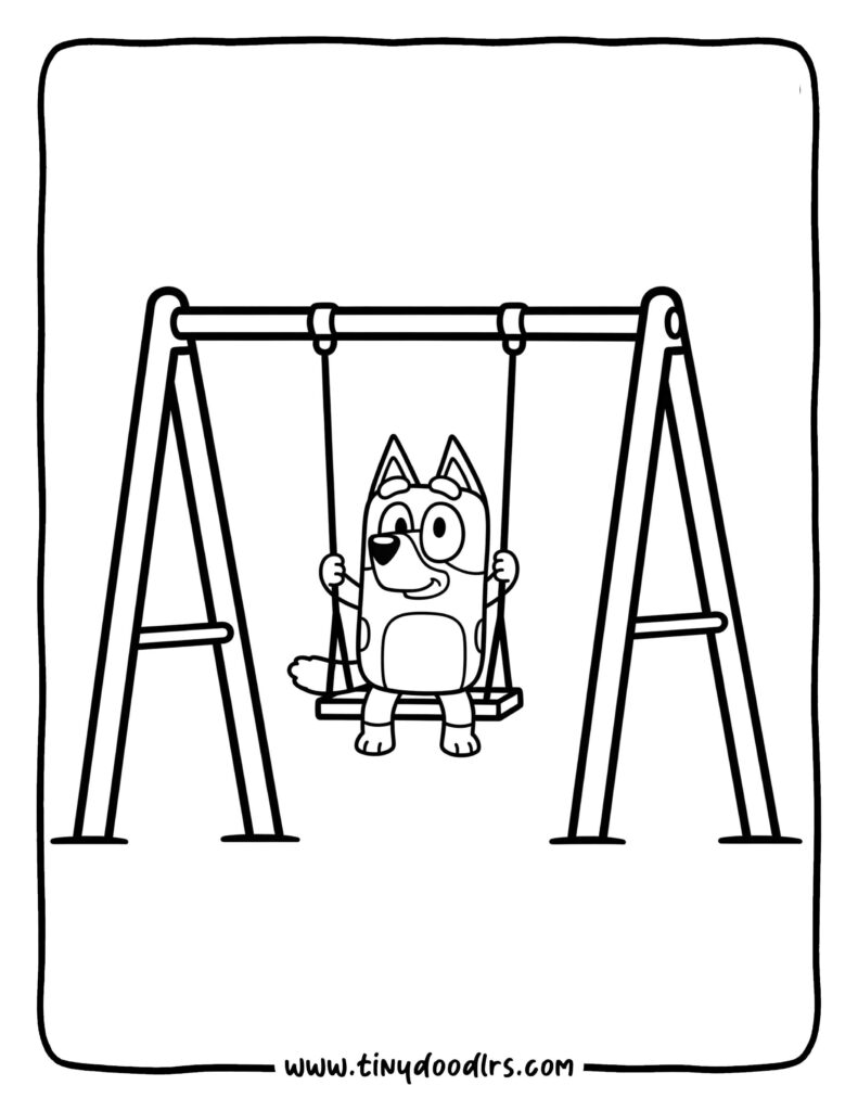  Bluey Riding a Swing at the Playground