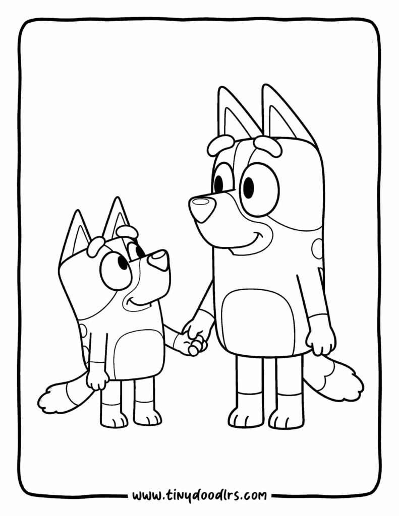 Bluey Holding Mum (Chilli)’s Hand