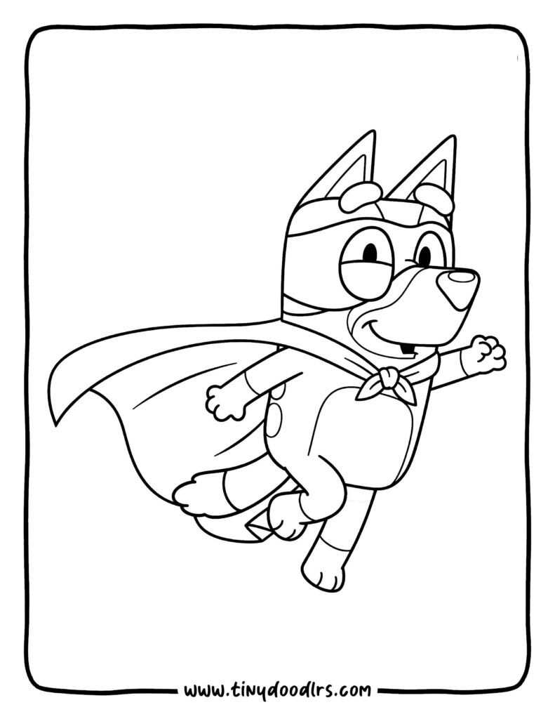 Bluey Pretending to Fly Like a Superhero