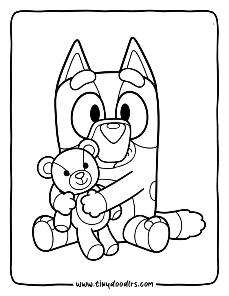 Baby Bluey with toy
