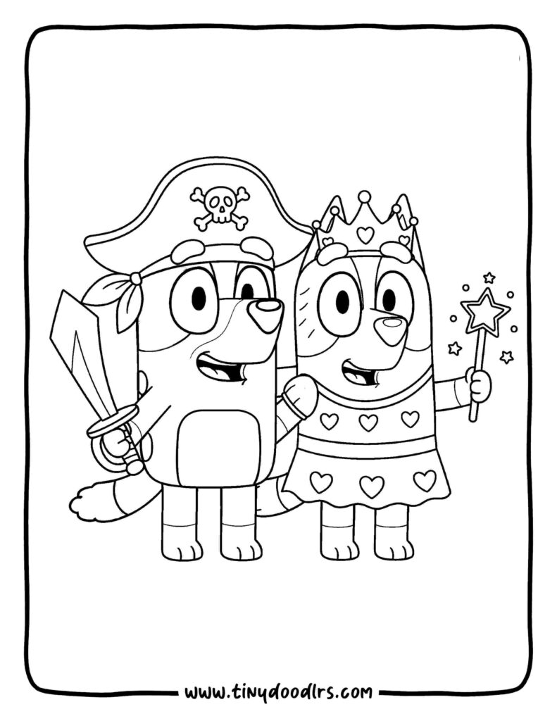 Bluey with Bingo Wearing Funny Costumes