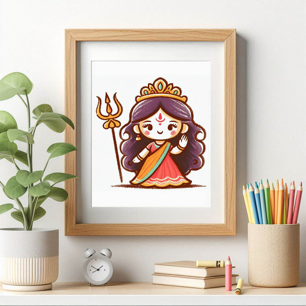 Drawing of Goddess Durga