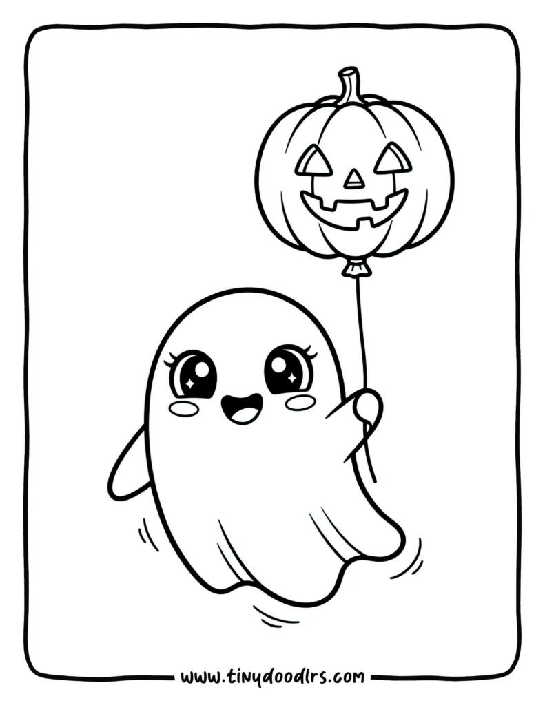 cute ghost halloween coloring page