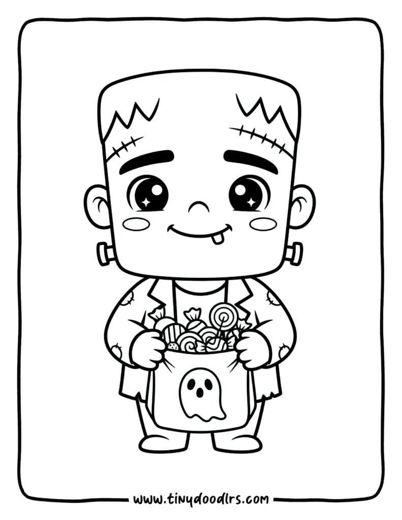 halloween frankenstein coloring page