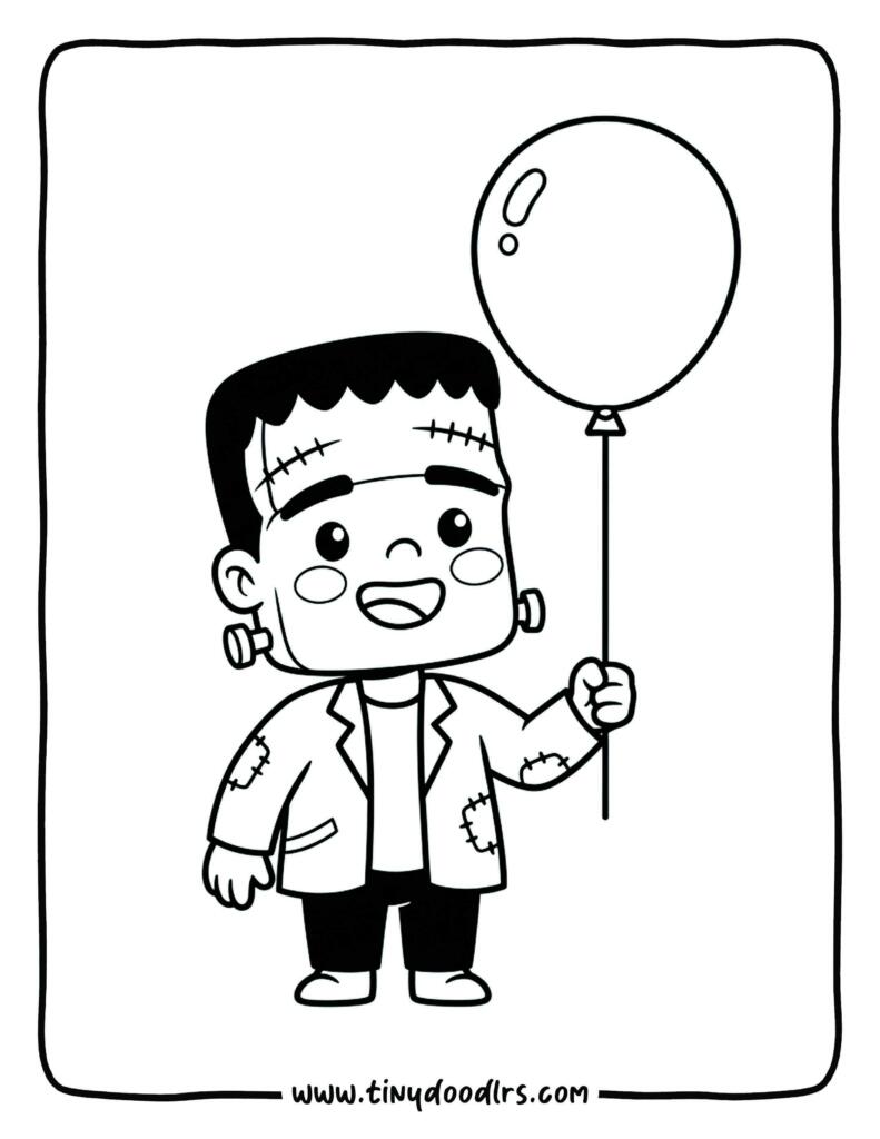 Friendly Frankenstein monster with a balloon