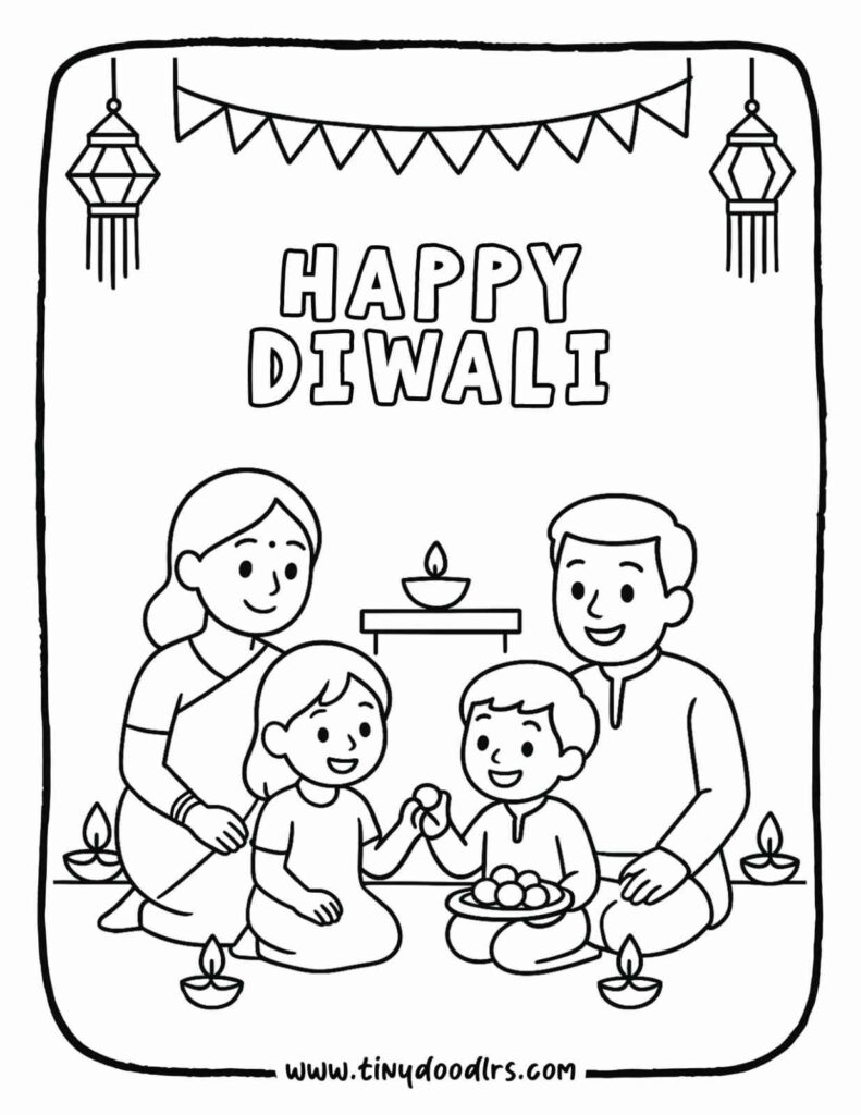 Diwali art drawing outline