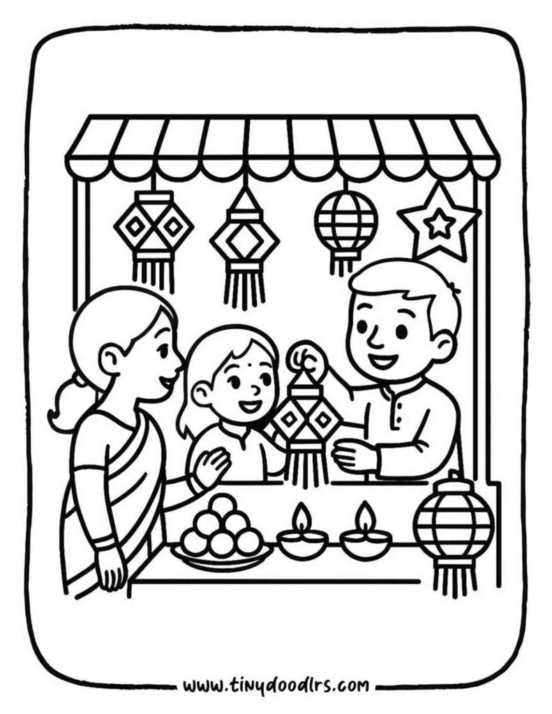 Beautiful Diwali drawing page