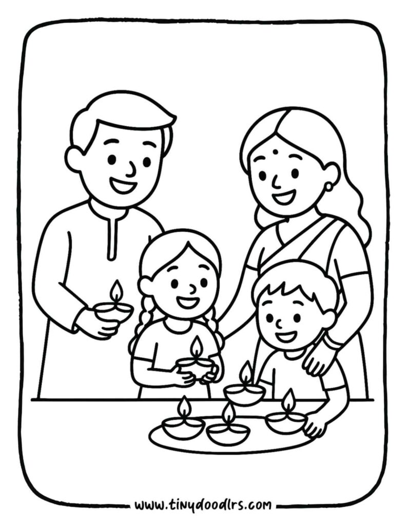 Happy Diwali drawing easy with diyas