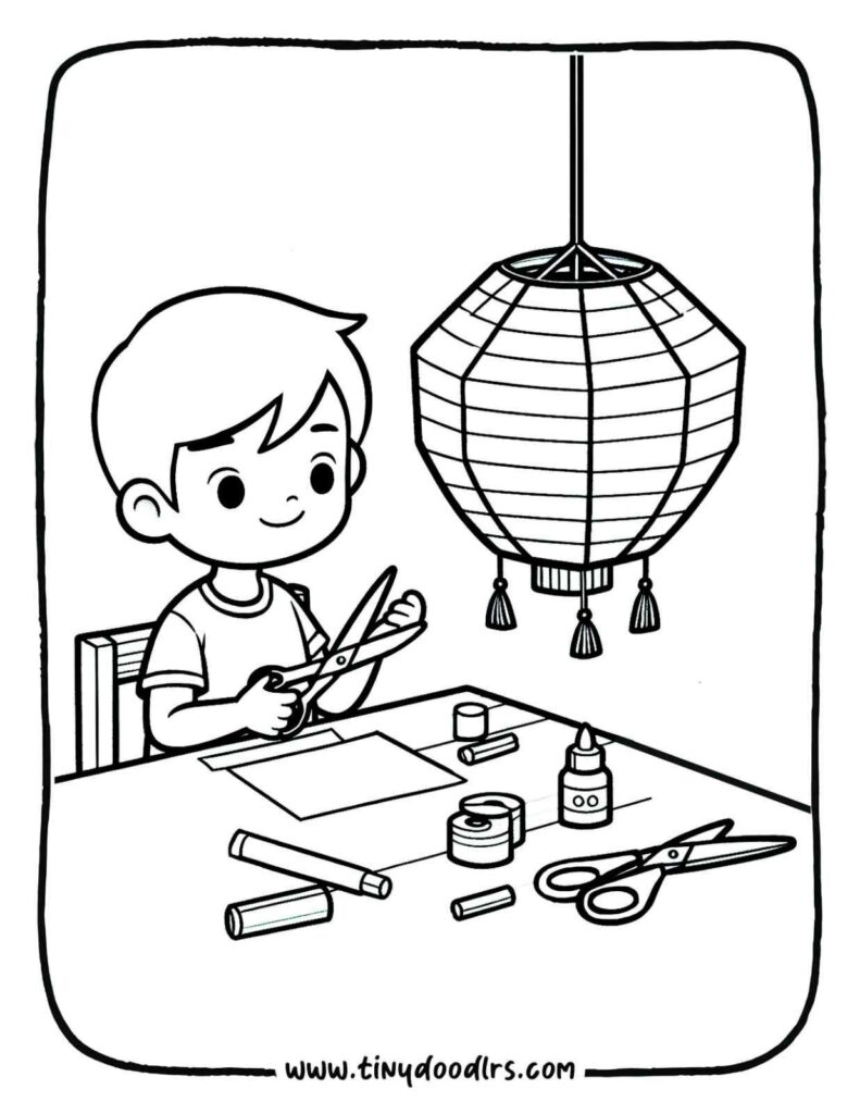 Cute paper lantern making activity – deepavali colouring