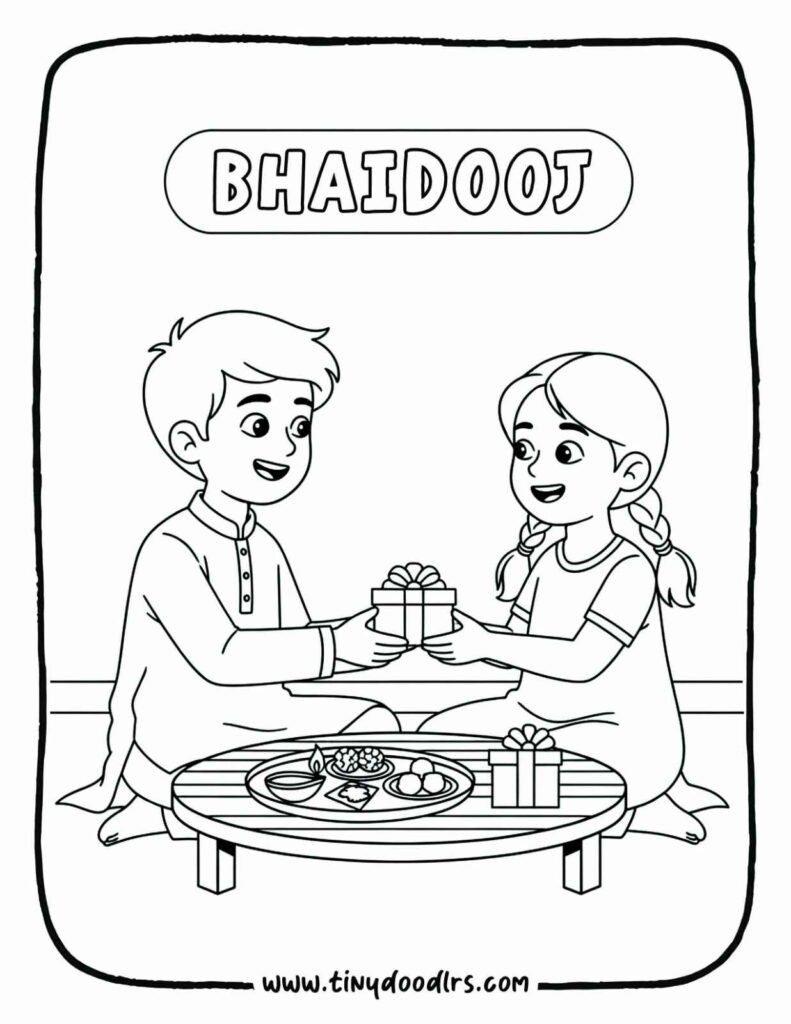 Happy diwali drawing easy – Bhai Dooj celebration scene