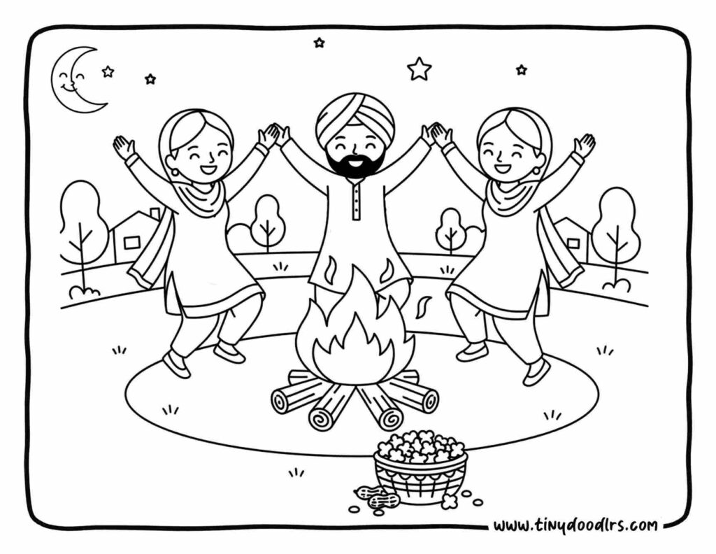 Beautiful & Easy Lohri Drawing for Kids (Festival Special)