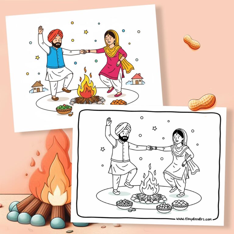 easy lohri drawing for kids