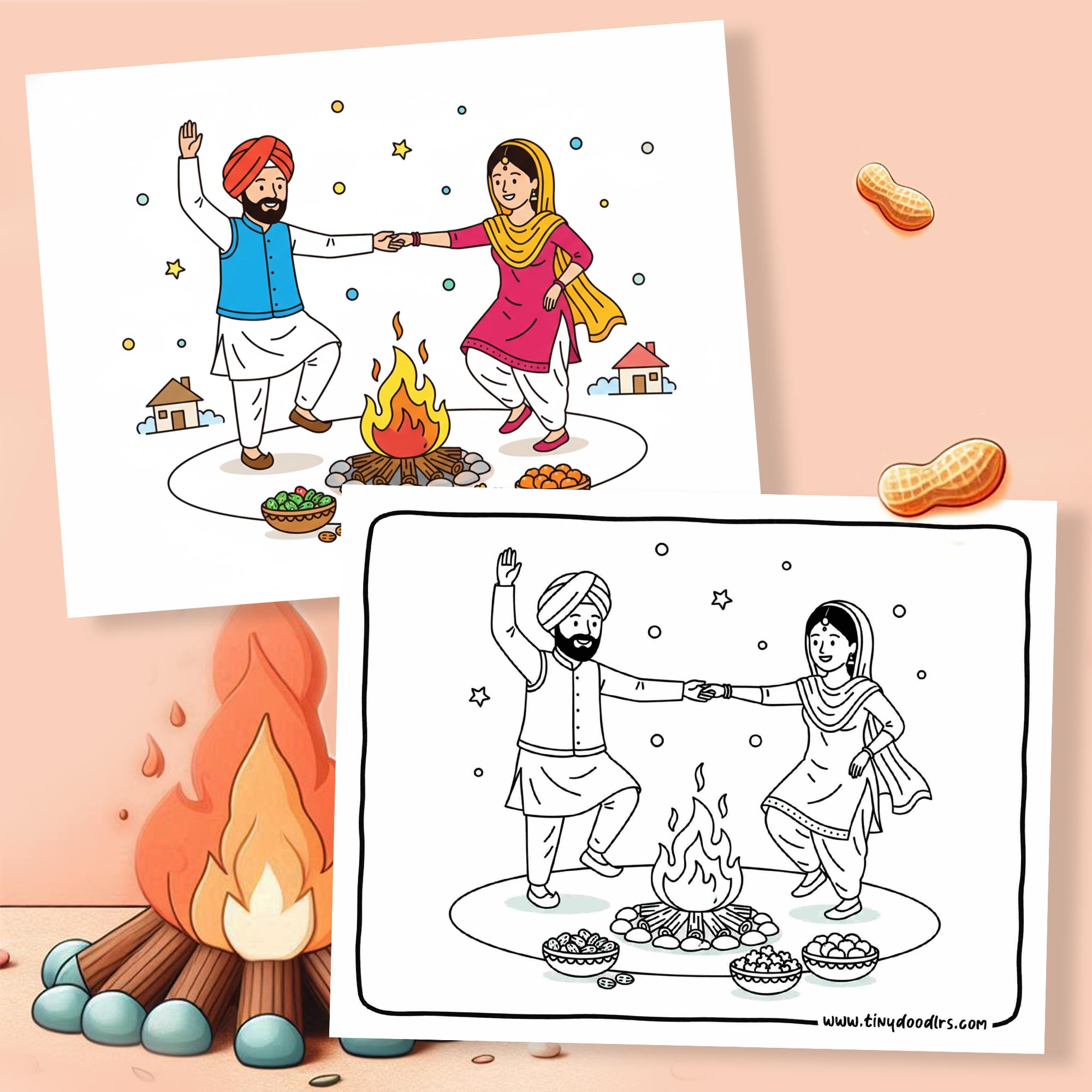 easy lohri drawing for kids