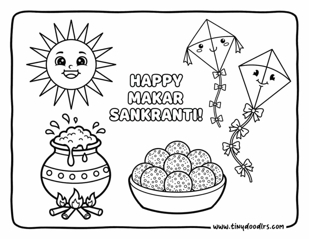 Simple Yet Beautiful Makar Sankranti Drawing for Kids