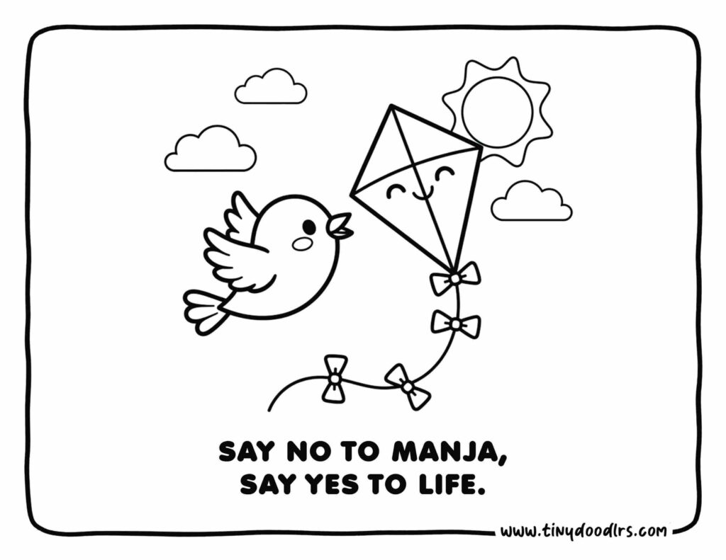 Cheerful Makar Sankranti Drawing for Kids with Kites & Sunshine