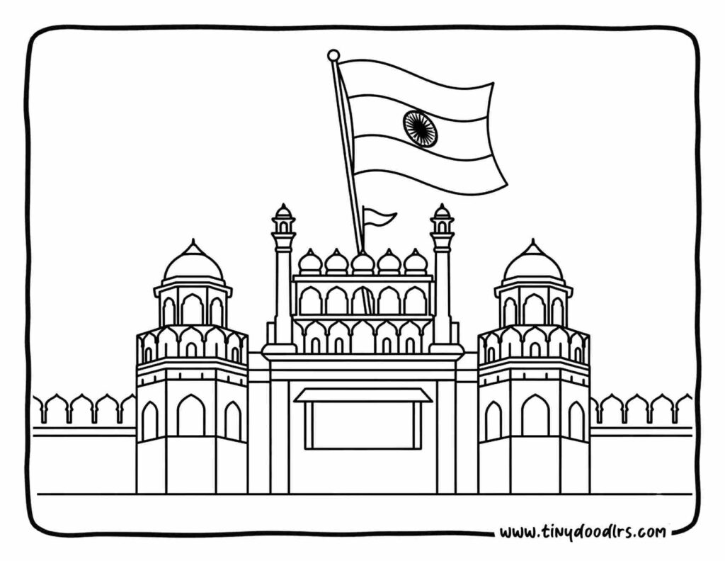 india republic day drawing easy and beautiful red fort illustration